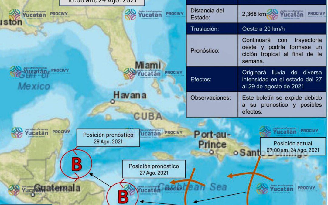 Vigilancia de Onda Tropical en el mar Caribe. Fuente: Procivy.