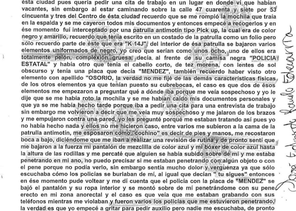 Denuncia interpuesta ante la Fiscalía General del Estado por José Eduardo Ravelo Echevarría.