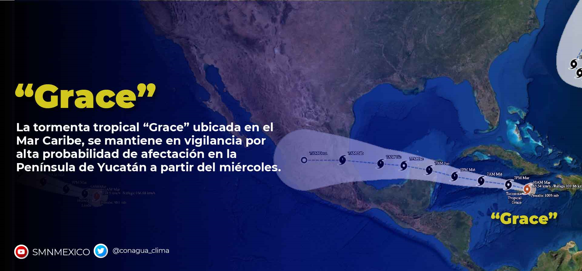Alerta por posibles afectaciones del ciclón Grace.