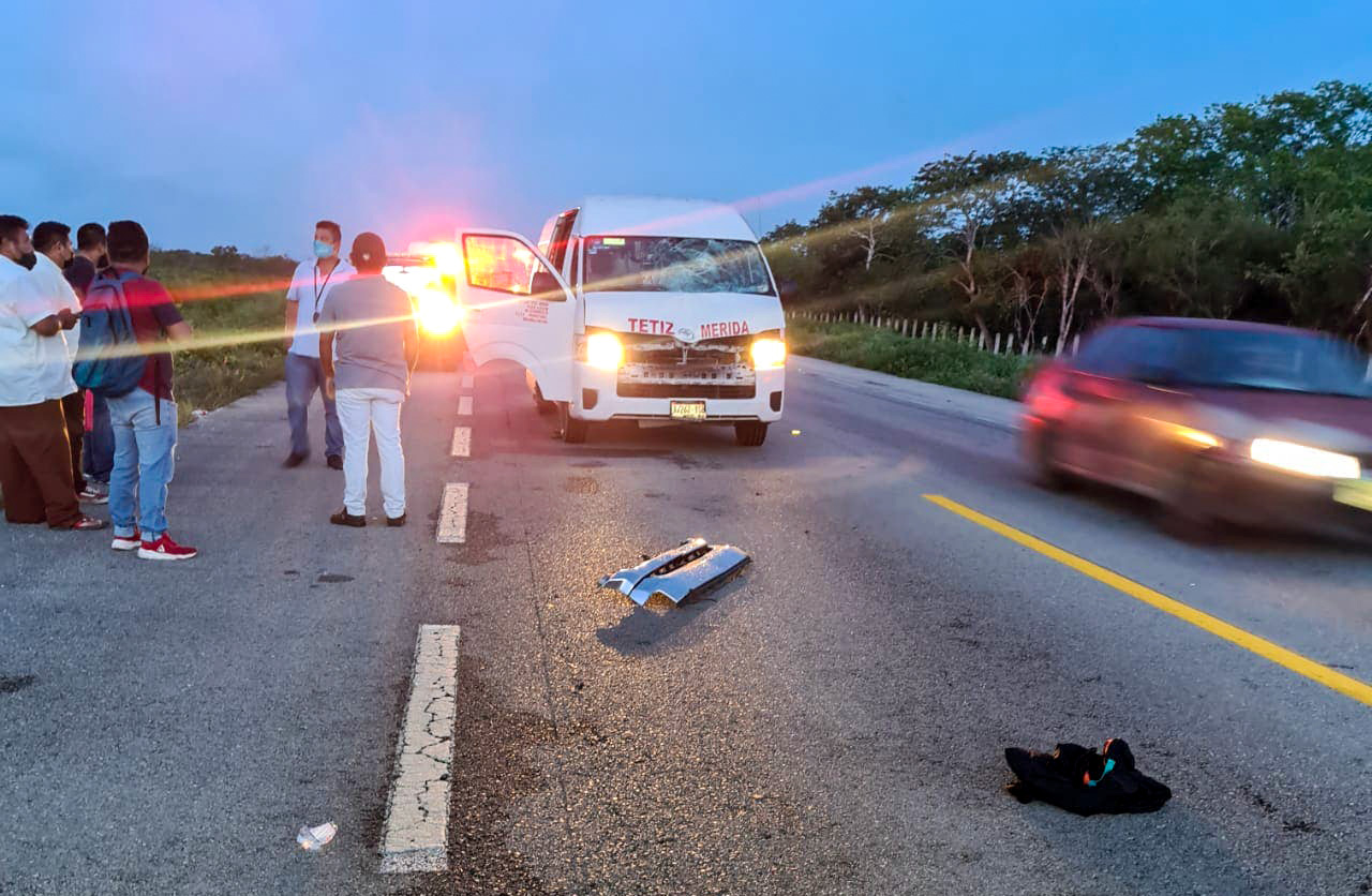 Atropellado en la carretera en la Mérida-Tetiz.