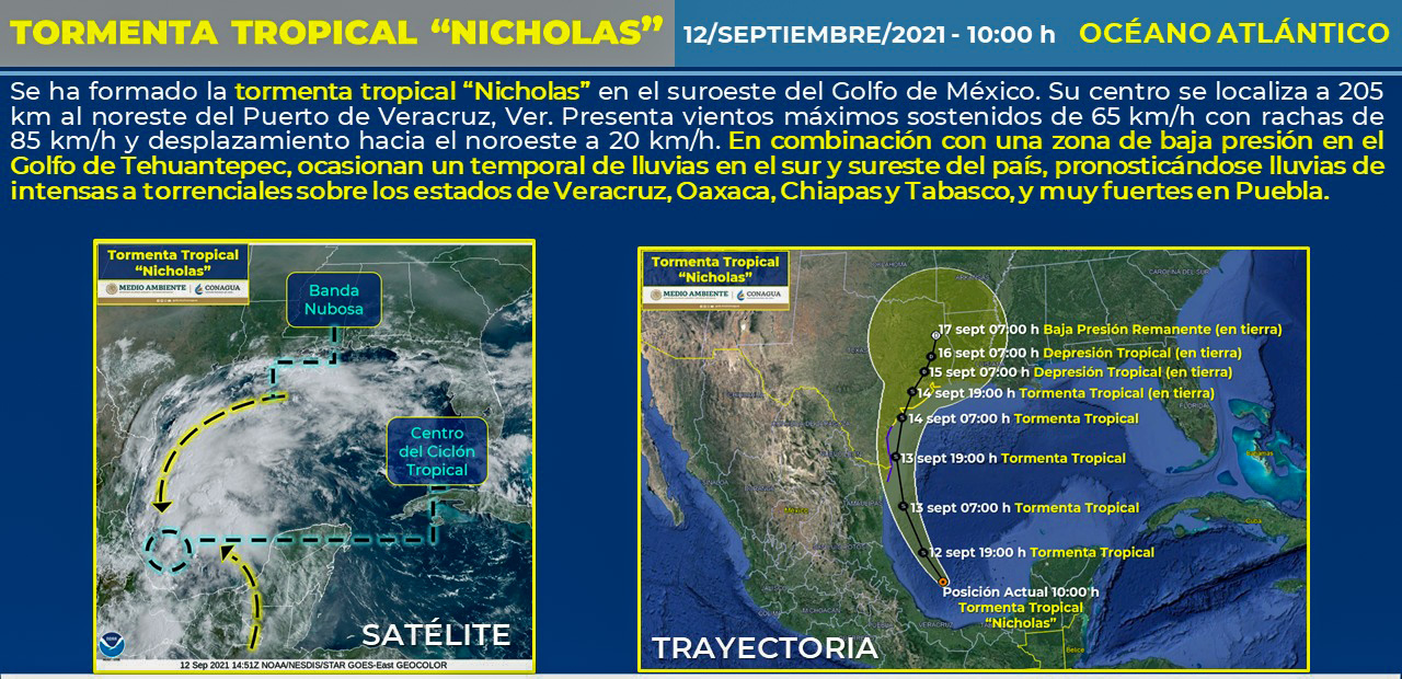 Se formó la tormenta tropical Nicholas en el Golfo de México.