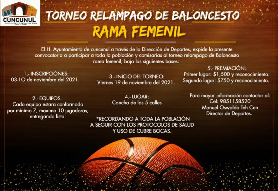 Convocatoria de baloncesto femenil del Ayuntamiento de Cuncunul.