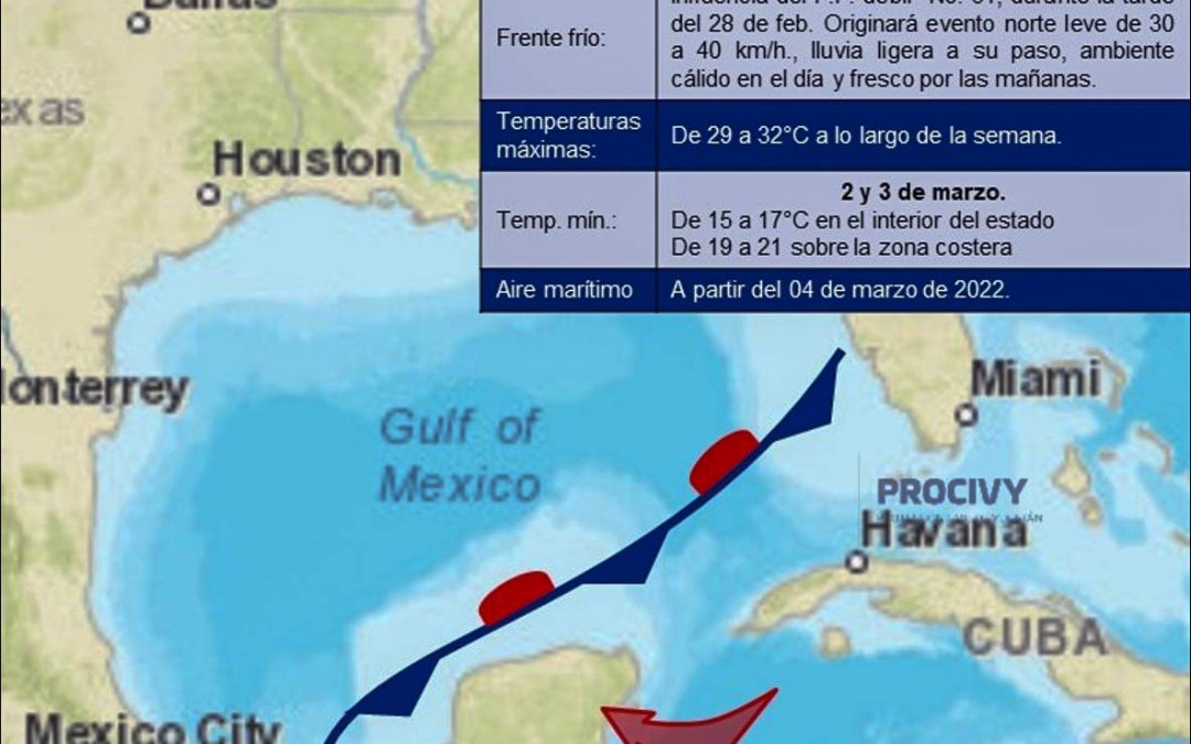 Frente frio #31 que estaría afectando la península de Yucatán en la tarde-noche de este lunes.