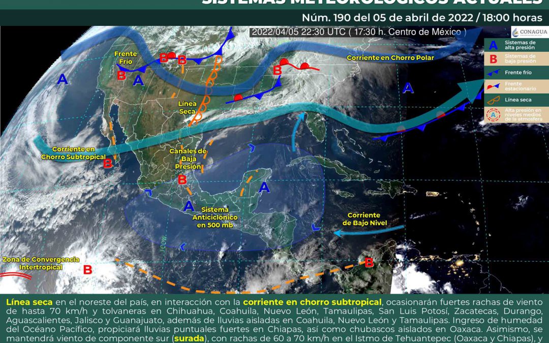 Sistemas meteorológicos actuales sobre territorio nacional.