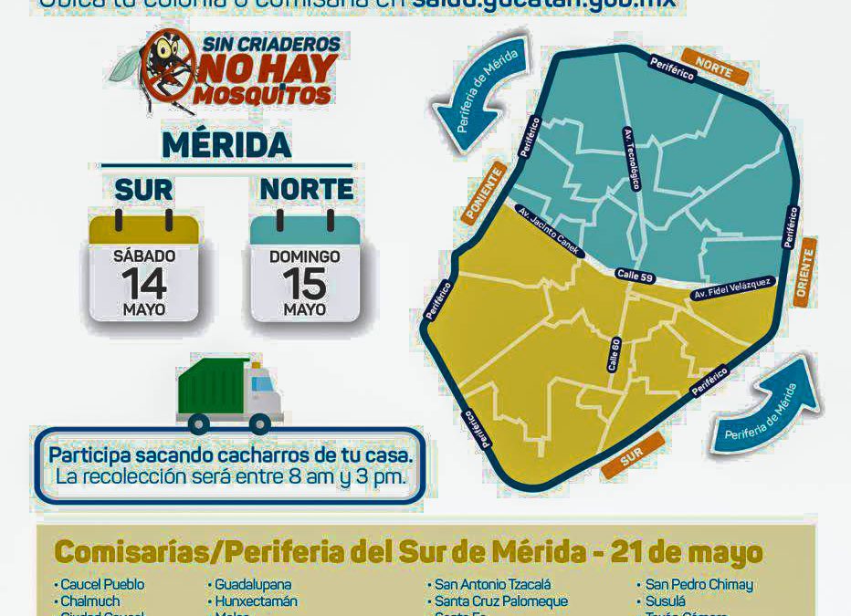 Calendario y horarios de la recoja de cacharros en las diferentes colonias y comisarías del municipio de Mérida.