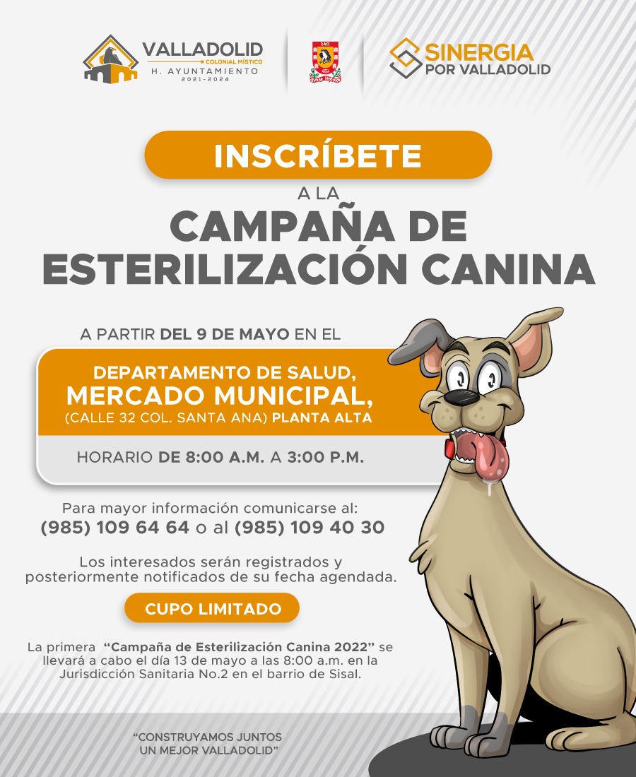 CAMPAÑA DE ESTERILIZACIÓN CANINA EL PRÓXIMO 13 MAYO