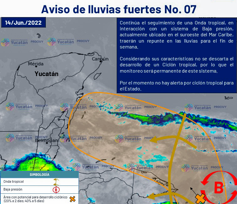 Protección Civil del Estado informa de un incremento en las lluvias el próximo fin de semana, por lo que recomienda a la población mantenerse alerta y atentos a las indicaciones del gobierno del estado.