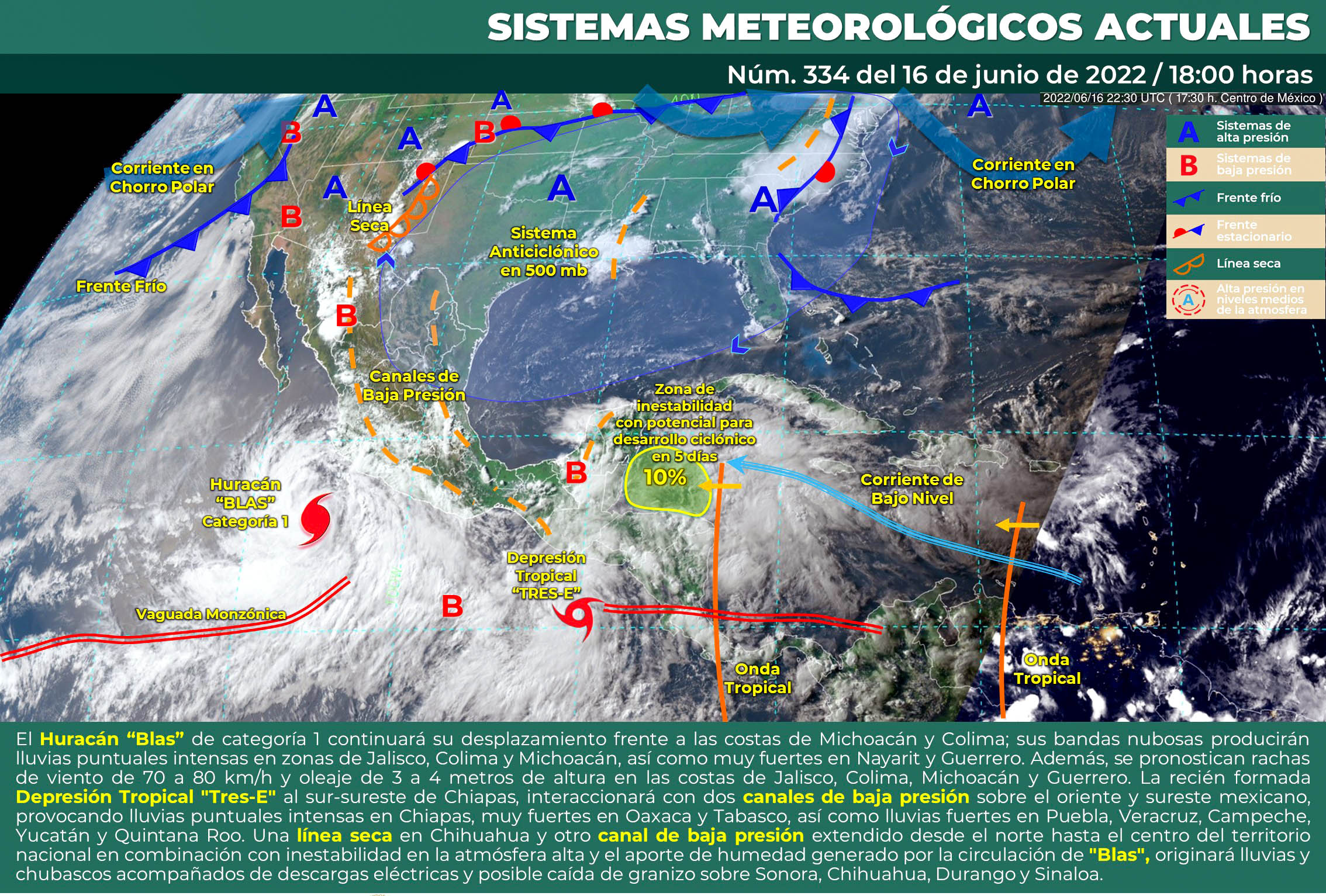 HURACÁN BLAS, DEPRESIÓN TROPICAL 3-E Y ZONA DE INESTABILIDAD