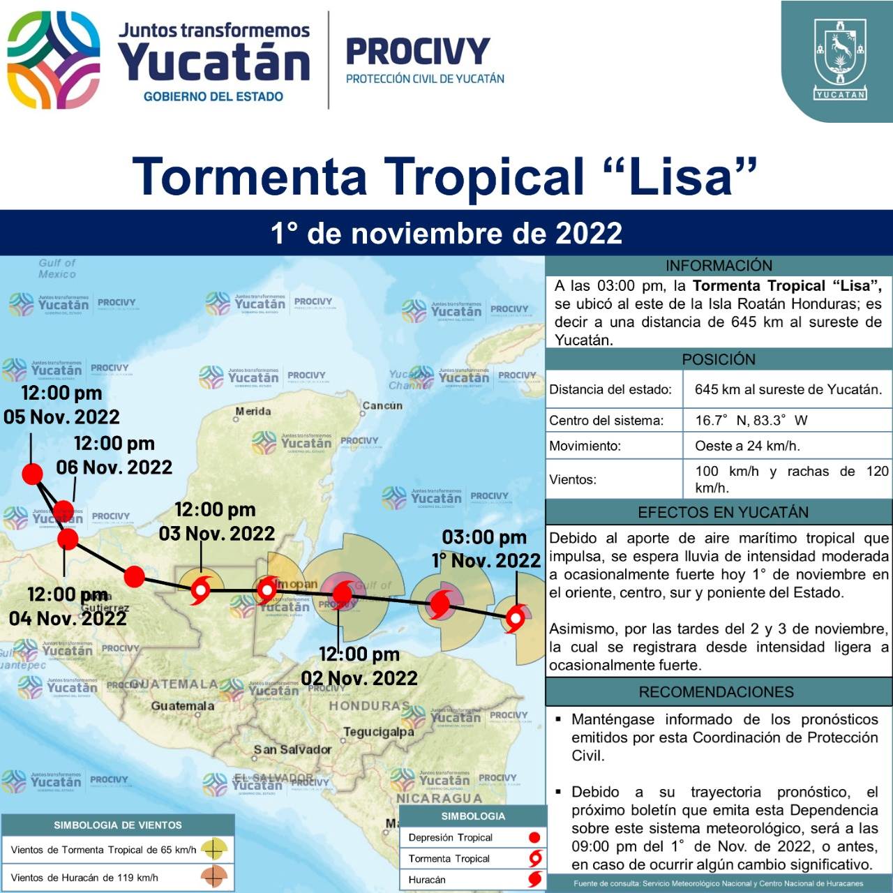 SE ESPERA LLUVIAS EN YUCATÁN, POR INFLUENCIA DE LA TORMENTA TROPICAL LISA