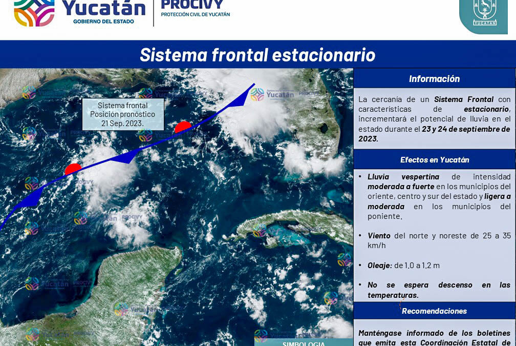 El pronostico de frentes fríos para esta temporada sería de 29 en total, el actual incrementará el potencial de lluvias los días 23 y 24 de septiembre.