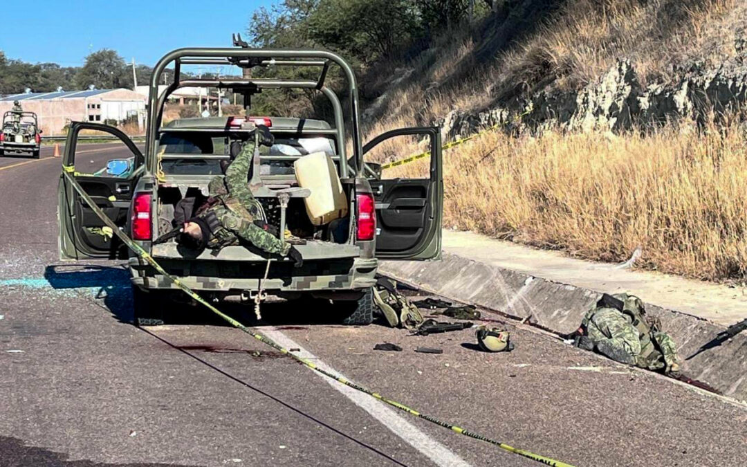 Tres soldados muertos fue el saldo del ataque armado del CJNG a una patrulla del ejercito en Teocaltiche, Jalisco.