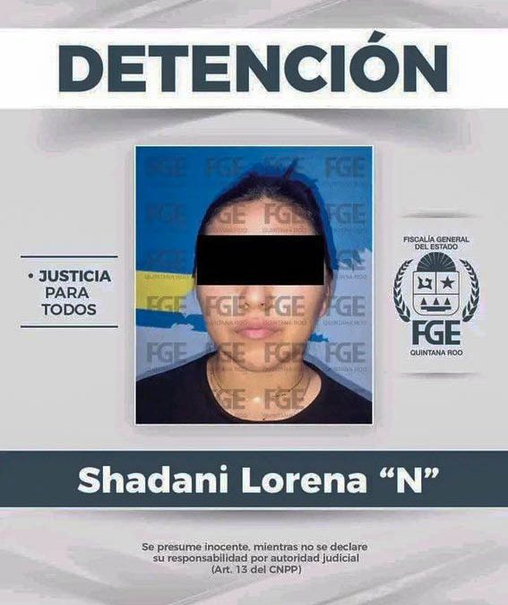 Shadani Lorena "N" detenida durante el operativo realizado en Chunhuhub, Felipe Carrillo Puerto junto con otros implicados en el triple asesinato realizado en Dzilam González, Yucatán.