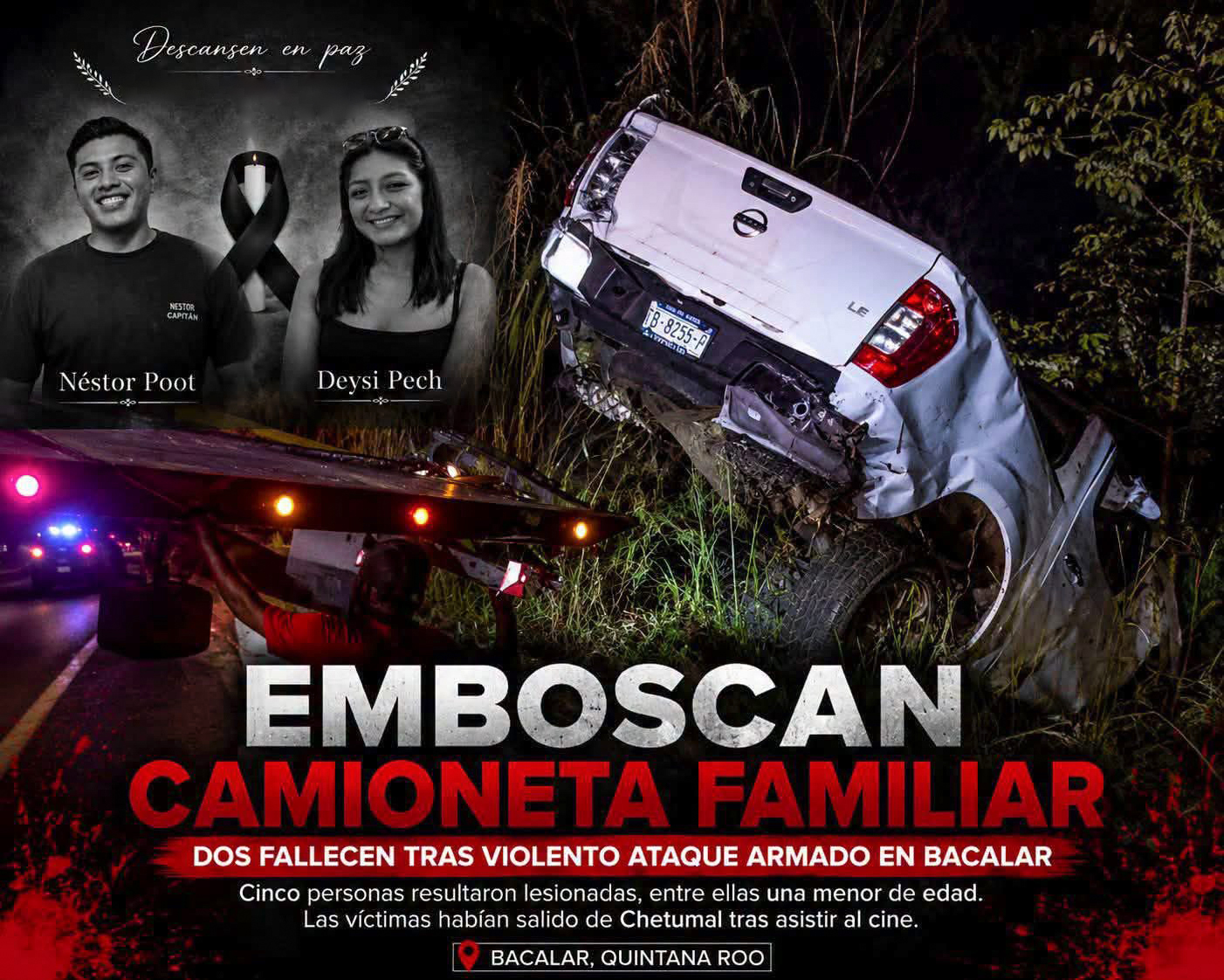 Jóvenes esposos asesinados en la carretera en un presunto intento de asalto en la madrugada del pasado lunes.